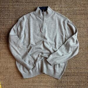 Peter Manning Men's Cotton Quarter Zip Heather Grey Size Small